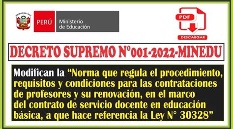 Minedu Modifican La “norma Que Regula El Procedimiento Requisitos Y Condiciones Para Las