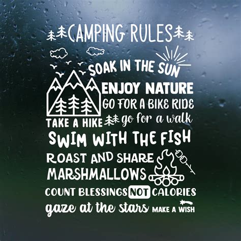 Custom Dye Cut Vinyl Camping Rules Decal Get Decaled