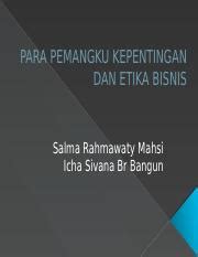 Presentation Pptx Para Pemangku Kepentingan Dan Etika Bisnis Salma