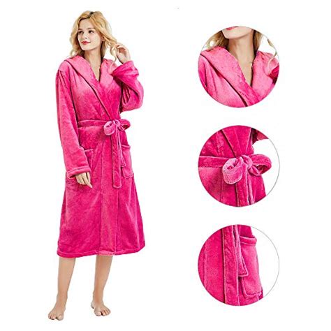 Heartnice Womens Hooded Fleece Robe Soft Plush Bathrobe For Womens Fluffy Cute Long House Coat