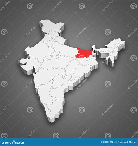 Bihar State Location Within India Map D Illustration Stock