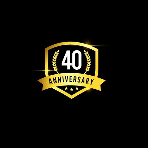 40 Years Anniversary Gold Emblem Old Design Logo Vector Template Illustration 2119450 Vector Art