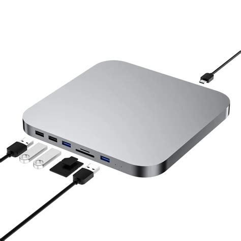 2020 Silver M1 Mac Mini Hub Ssd Adapter Hard Drive Enclosure Docking Station