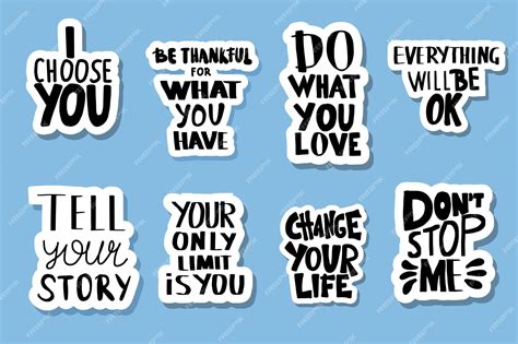 Set Of Sticker Quotes Vector Text Illustration Premium Ai Generated