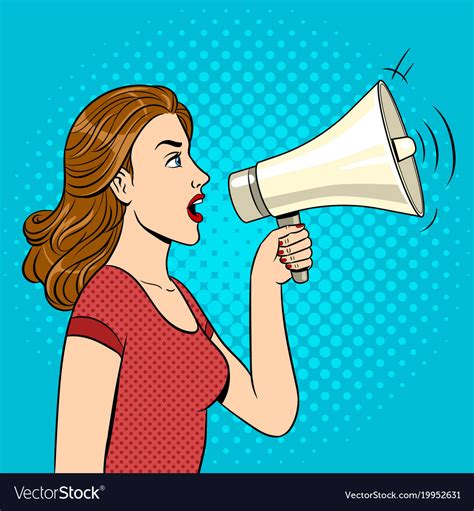 Woman With Megaphone Pop Art Style Royalty Free Vector Image