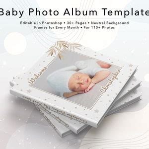 Baby Photo Album Template Photoshop Baby Boy Baby Girl First Year Photo Album 1212 Instant ...