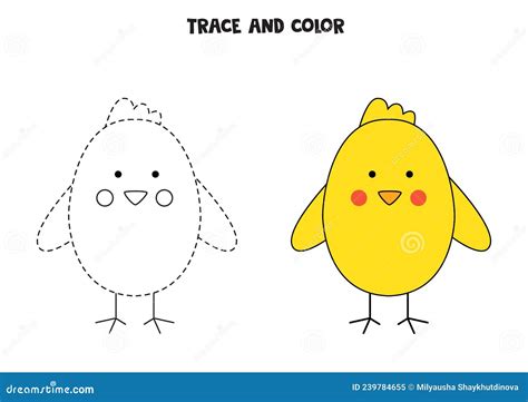 Trace And Color Cute Baby Chicken From Egg Worksheet For Children