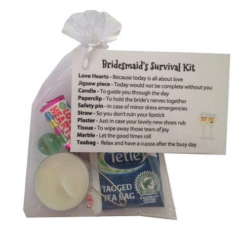 Bridesmaid Survival Kit In White Thank You T And Card Keepsake