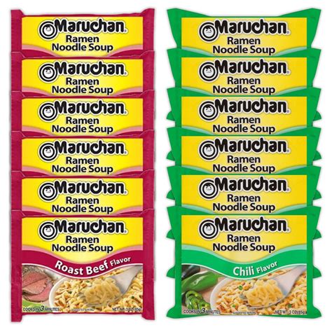 Maruchan Ramen Instant Noodle Soup Variety 2 Flavors 6 Packs Roast