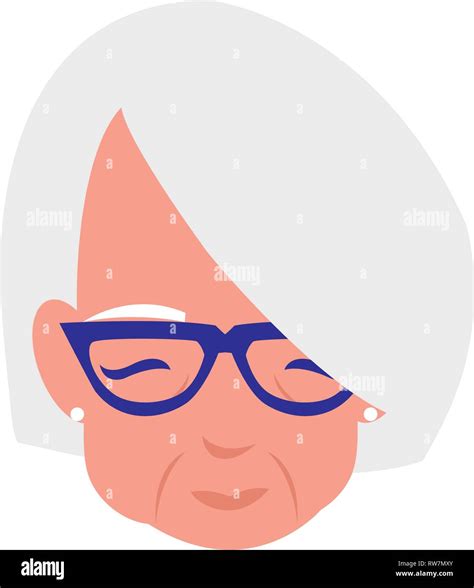 Cute Grandmother Head Avatar Character Vector Illustration Design Stock