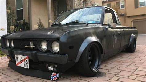 Slammed Black Datsun 620 Truck - ModifiedX