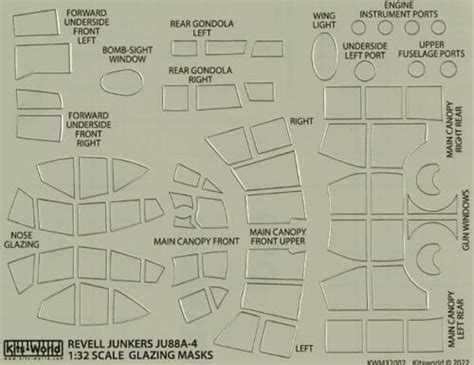 Kits World Decals 1 32 JUNKERS Ju 88A 4 CANOPY PAINT MASK Revell 03988