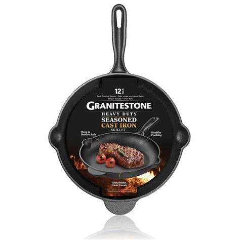 Granitestone 12 In Pre Seasoned Cast Iron Skillet 8872 The Home Depot