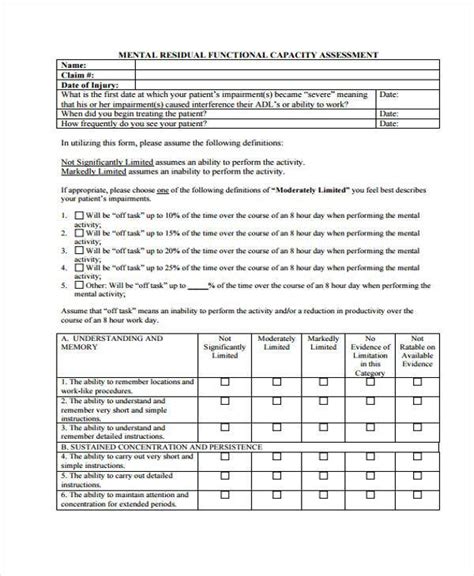 Free 6 Functional Capacity Evaluation Forms In Pdf