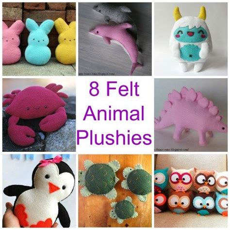 8 Felt Animal Plushies Felt Toys Patterns Felt Animals Felt Toys