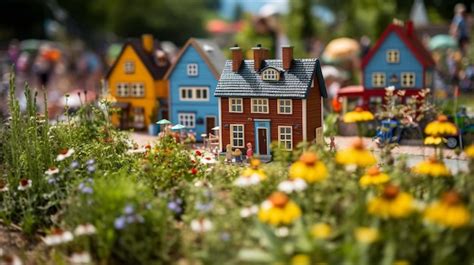 Premium AI Image | A miniature village with a garden of colorful houses ...