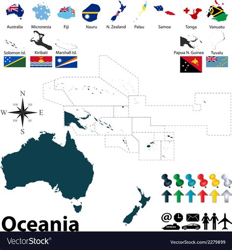 Maps With Flags Of Oceania Royalty Free Vector Image The Best Porn