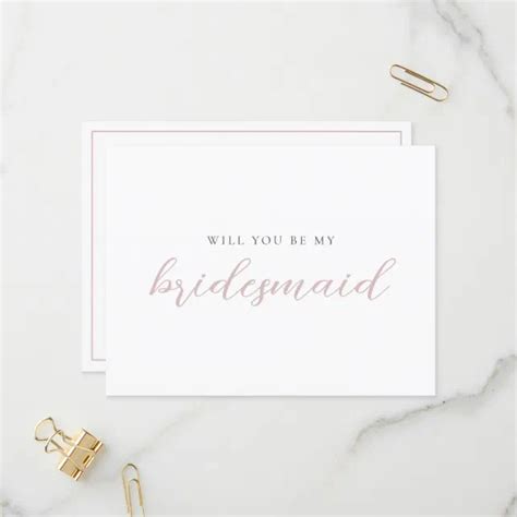 Blush Pink Calligraphy Bridesmaid Proposal Card Zazzle