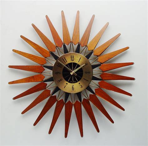 Starburst Clock Mid Century By Seth Thomas Sunburst Atomic Era Wall