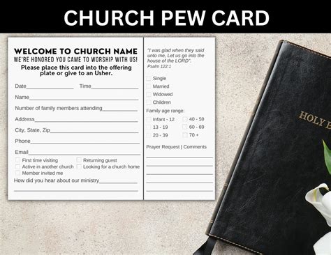 Welcome Pew Card Template Editable Welcome Pew Card For New Church