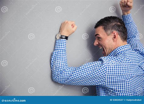 Angry Man Hitting Wall Stock Image Image Of Anger Person 53824537