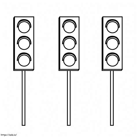 Three Traffic Lights Coloring Page