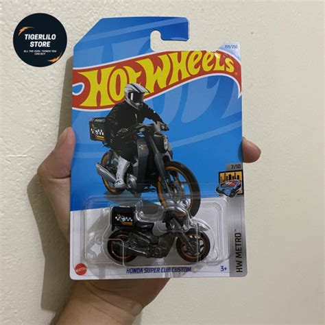 Jual Hot Wheels Honda Super Cub Custom REGULER TREASURE HUNT RTH Black Hitam Silver Metallic