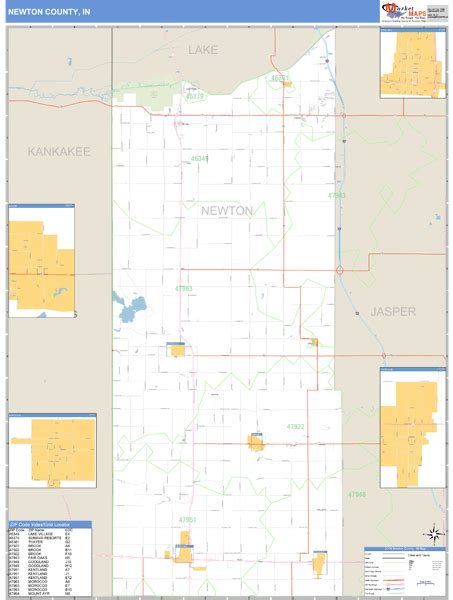 Newton County, Indiana Zip Code Wall Map | Maps.com.com