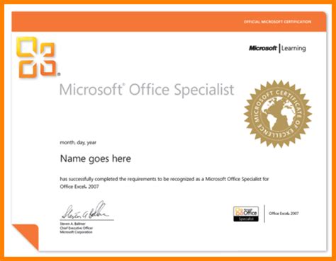 Printable Microsoft Office Certificate | Certificate Templates