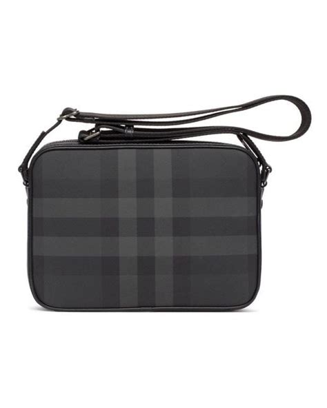 Burberry Logo Plaque Checked Messenger Bag In Black For Men Lyst