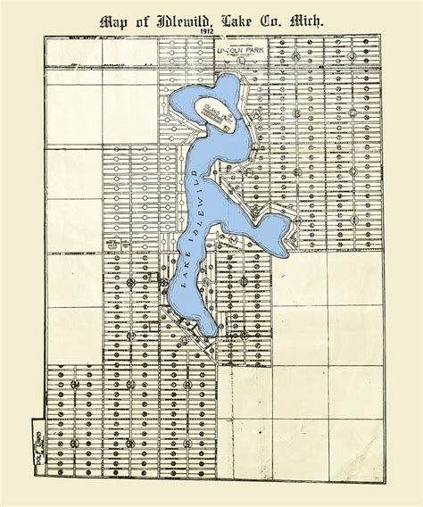 Map Of Lake Idlewild Lake County Michigan Etsy
