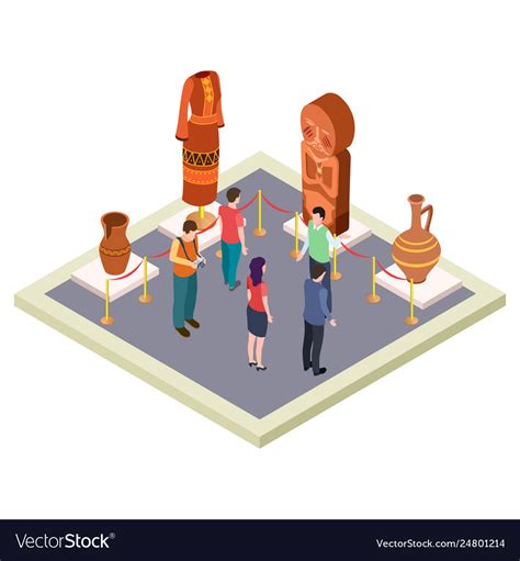 Exhibition Antiquities Art Gallery Isometric Vector Image