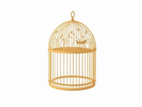 Premium Vector Decorative Golden Bird Cage Vector Illustration