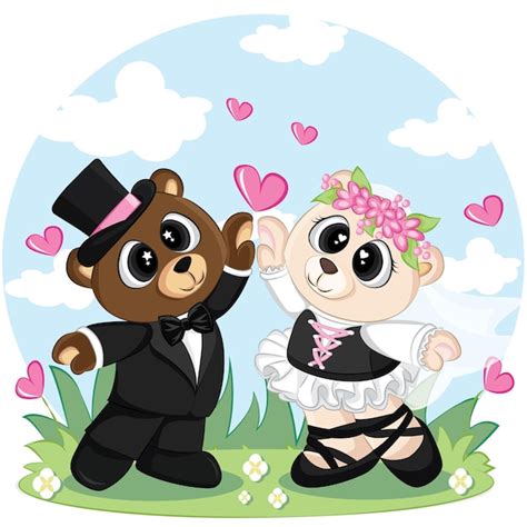 Couple De Mariage Mari E Et Le Mari Ours Mignon Ours Mignons En