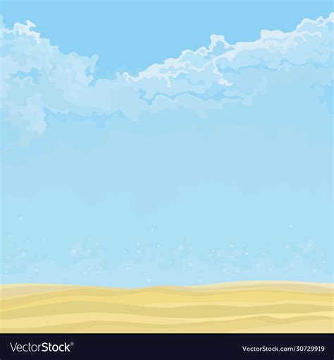 Blue sky cartoon background with clouds and sandy Vector Image