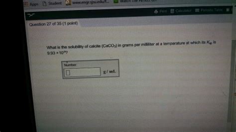 Solved What Is The Solubility Of Calcite Caco In Grams Chegg