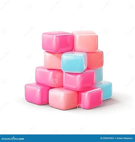 Chewing Gum Isolated Fruit Bubble Gum Set Pink Bubblegum On White