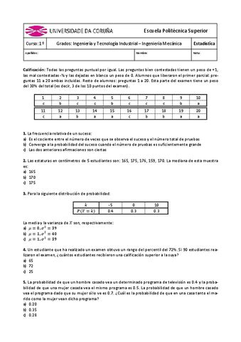 Examen Estadistica Julio 2011 Soluciones Pdf