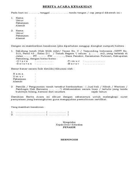 Berita Acara Kesaksian Pdf