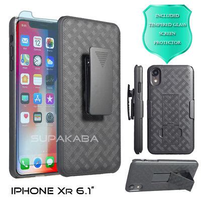 For Apple IPhone XR Holster Case Belt Clip Stand Slim Glass Screen