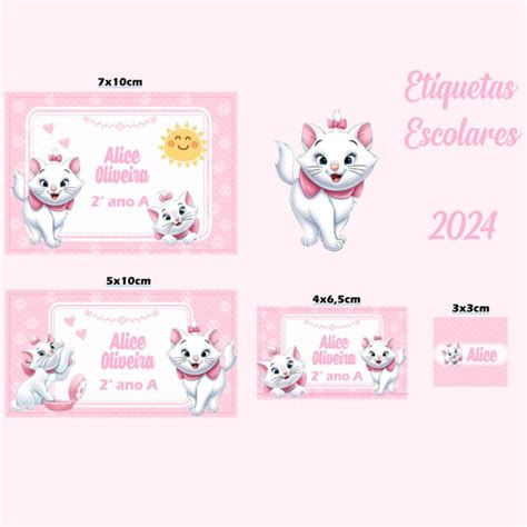 Etiquetas Escolares Personalizadas Gatinha Marie Elo7