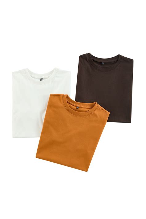 Trendyol Collection Dark Brown Orange Ecru 3 Piece 100 Cotton Slim Fit