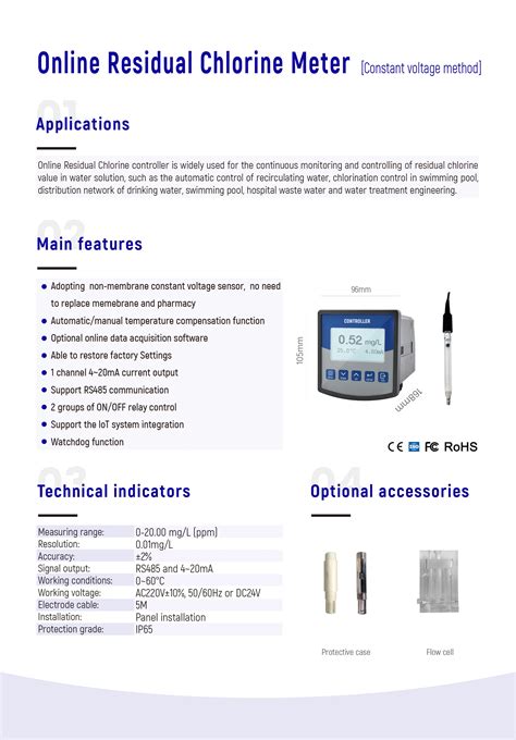 Residual Chlorine Analyzer Online Residual Chlorine Controller For