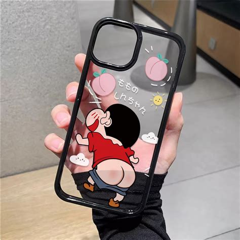 เคสโทรศัพท์มือถืออะคริลิคใส ลายการ์ตูนชินจังน่ารัก สําหรับ Iphone