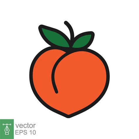 Peach Icon Simple Filled Outline Style Fresh Orange Peaches With