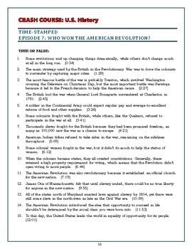 Distance Learning Crash Course U S History Worksheets Episodes