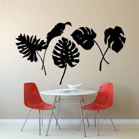 Monstera Tropical Leaves Wall Decal Sticker Set 5 Decals Etsy