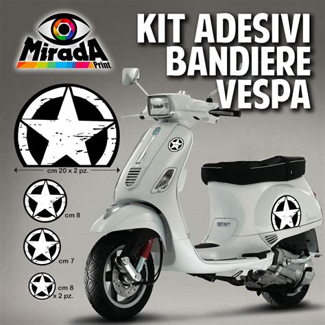 KIT Adesivi Stickers VESPA US ARMY NERA STELLA PX GTS PIAGGIO PRIMAVERA