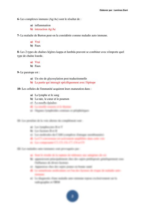 SOLUTION Corrig Immunologie Examen 1 Par Laminos Studypool