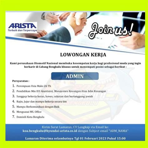 Lowongan Kerja Admin Di Arista Group Februari Warta